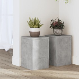 Soportes de plantas 2 uds madera gris hormigón 20x20x30