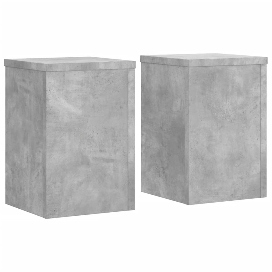 Soportes de plantas 2 uds madera gris hormigón 25x25x35