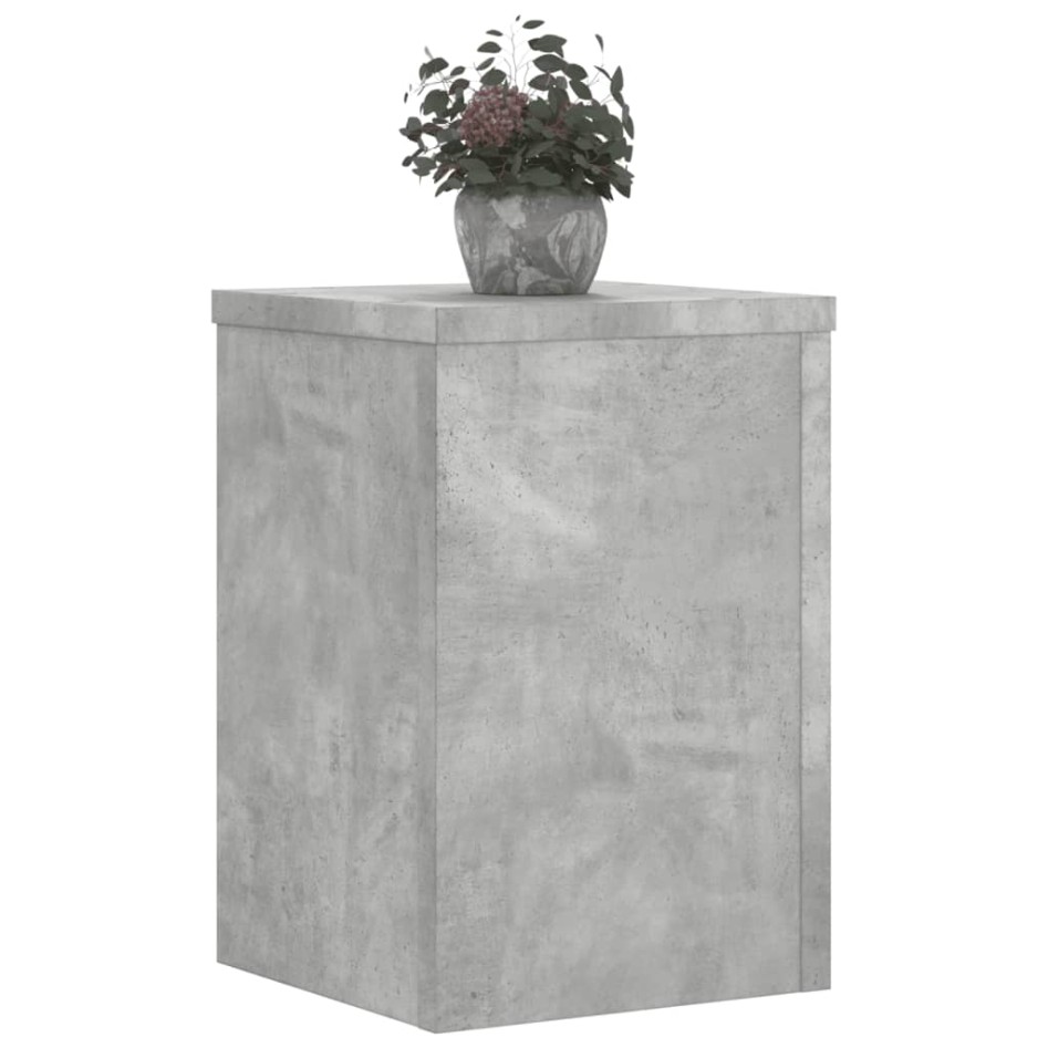 Soportes de plantas 2 uds madera gris hormigón 25x25x35