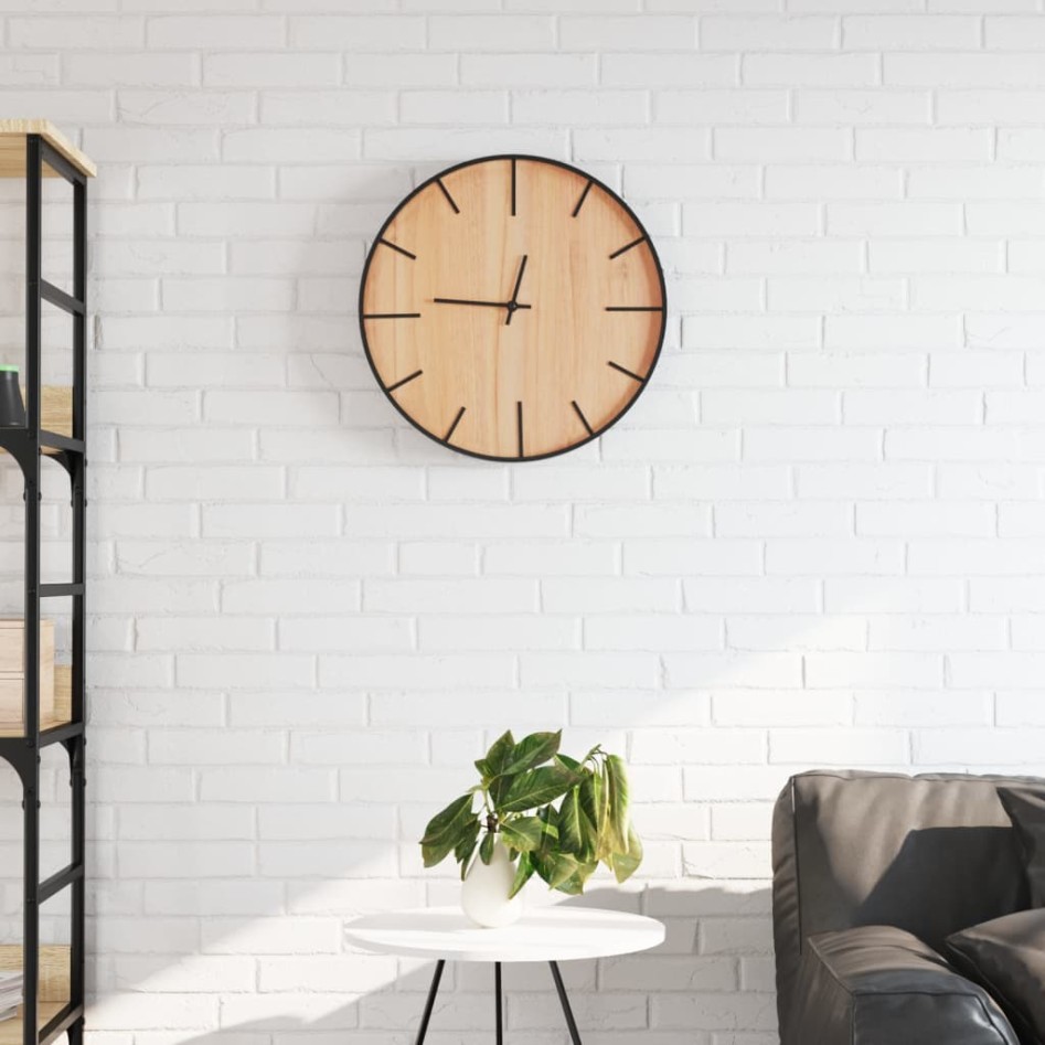 Reloj de pared de hierro y madera de ingeniería marrón Ø39
