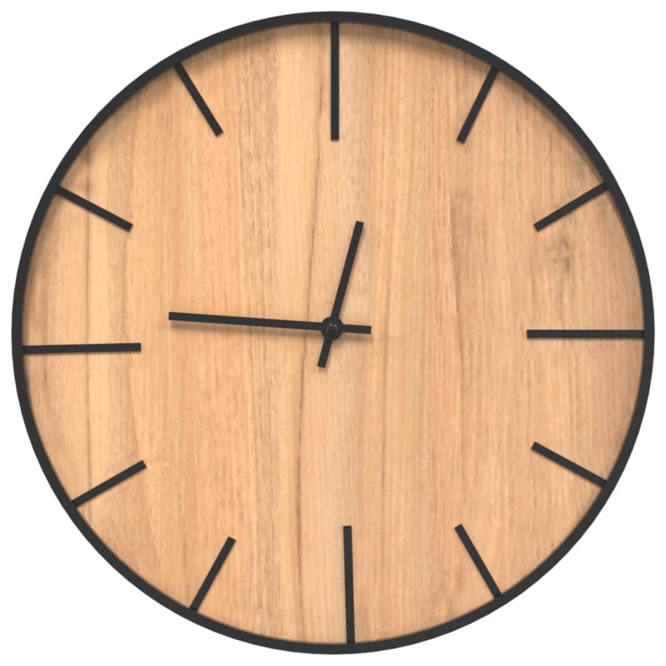 Reloj de pared de hierro y madera de ingeniería marrón Ø39