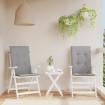 Cojín silla de jardín respaldo alto 2 uds tela gris 120x50x3 cm