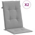 Cojín silla de jardín respaldo alto 2 uds tela gris 120x50x3