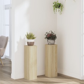 Soportes de plantas 2 uds madera roble Sonoma 17x17x60