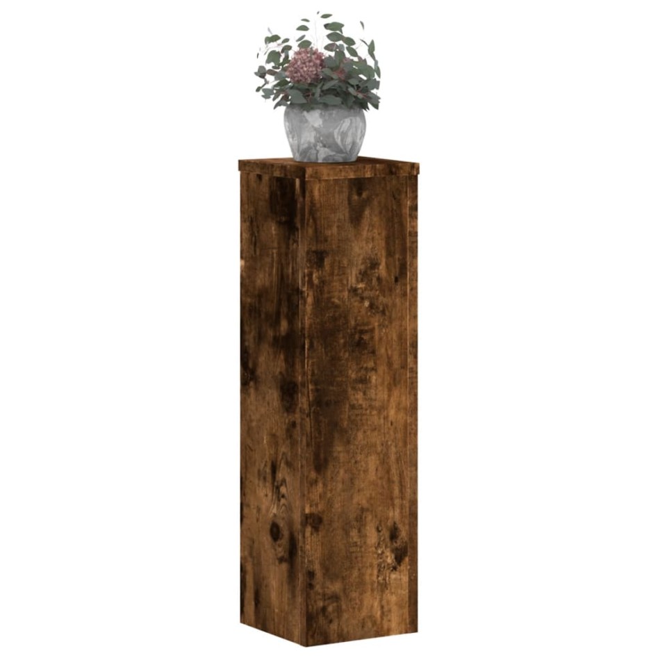 Soportes de plantas 2 uds madera roble ahumado 17x17x60