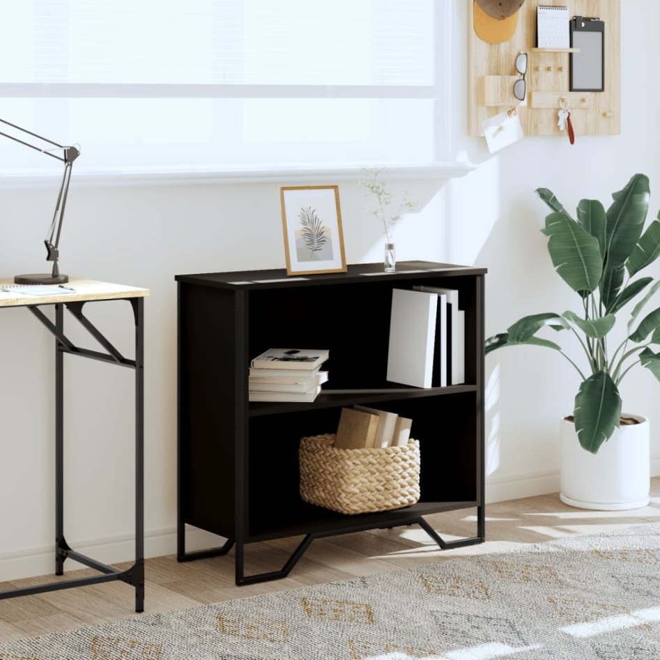 Estantería de madera de ingeniería negra 80x31x74,5