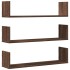 Estantes pared 3 uds madera ingeniería marrón roble 80x18x18