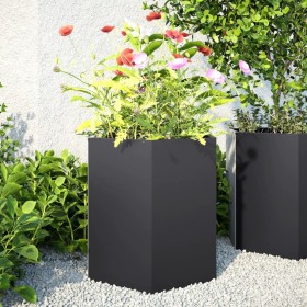 Jardinera hexagonal acero negra 46x40x45