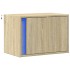 Mesita de noche de pared con luces LED roble