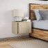 Mesita de noche de pared con luces LED roble