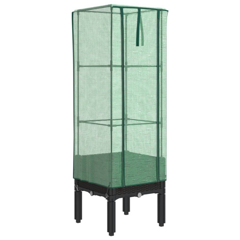 Arriate con cubierta invernadero aspecto ratán 40x40x140