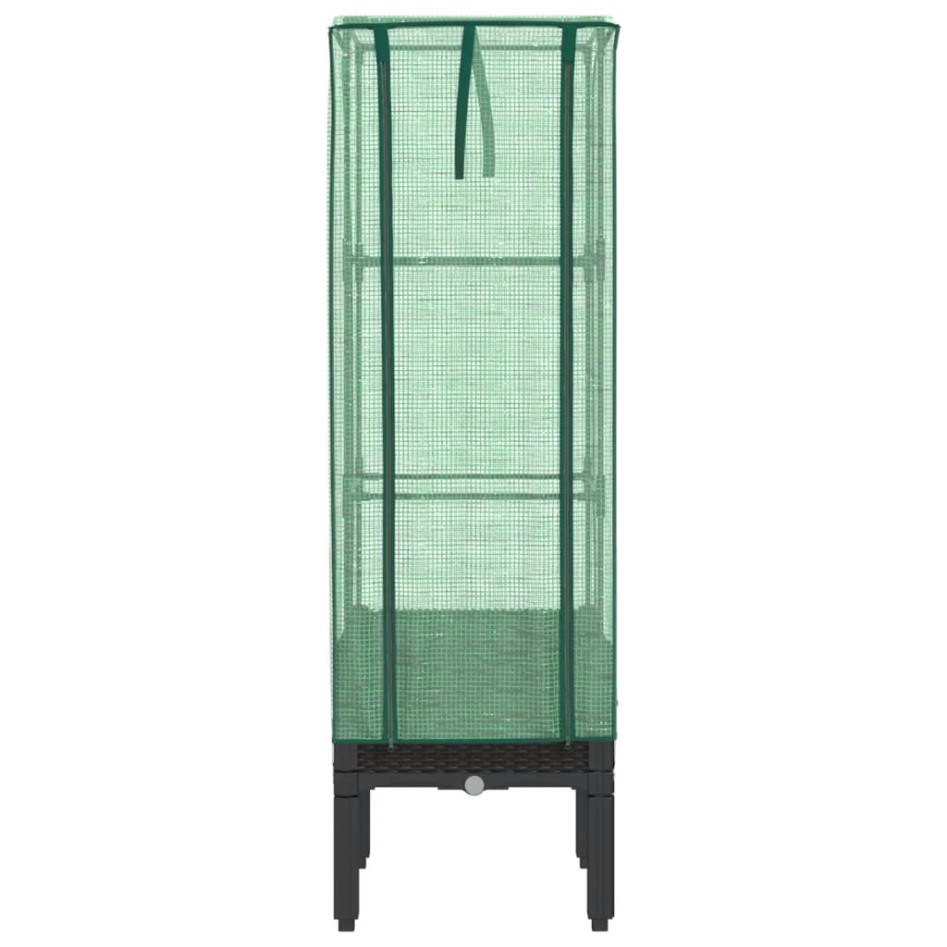 Arriate con cubierta invernadero aspecto ratán 40x40x140