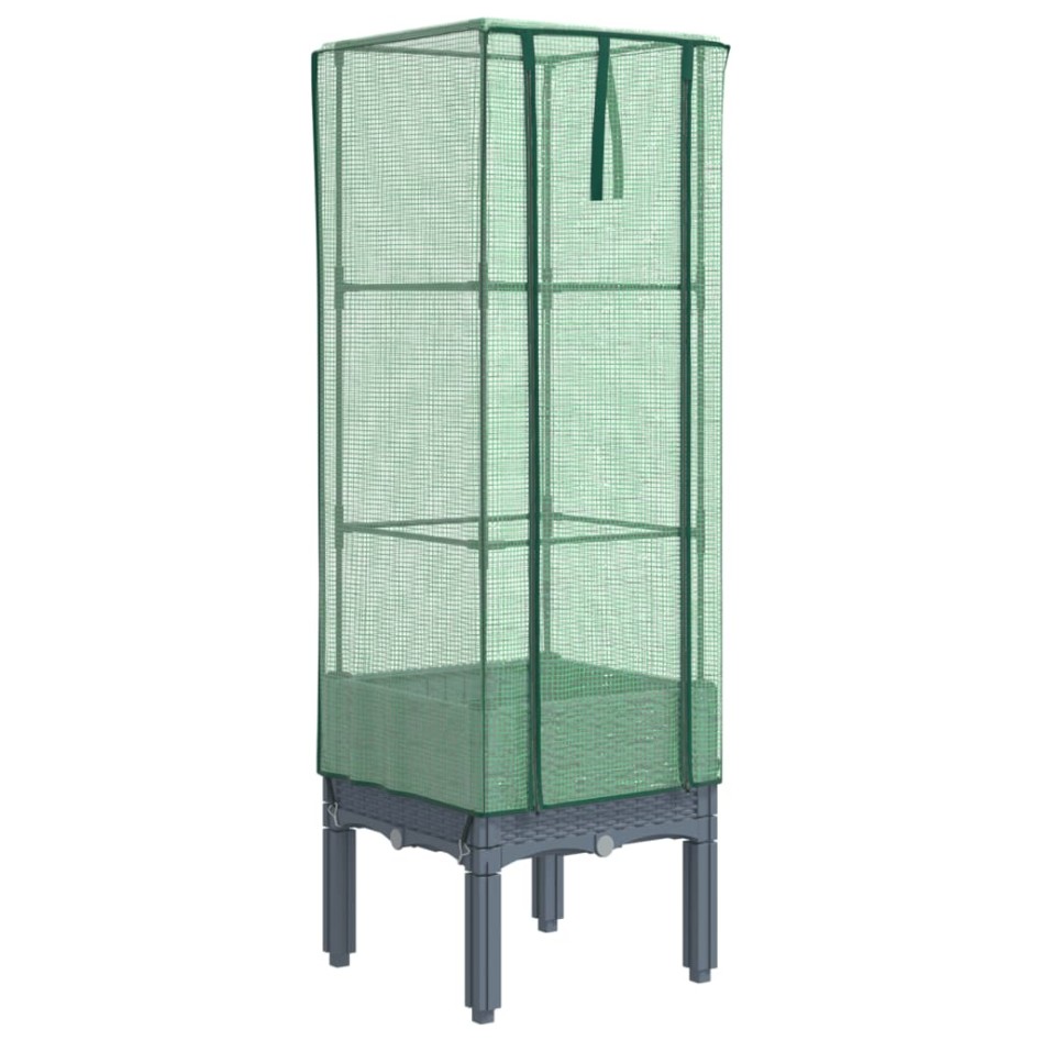 Arriate con cubierta invernadero aspecto ratán 40x40x140