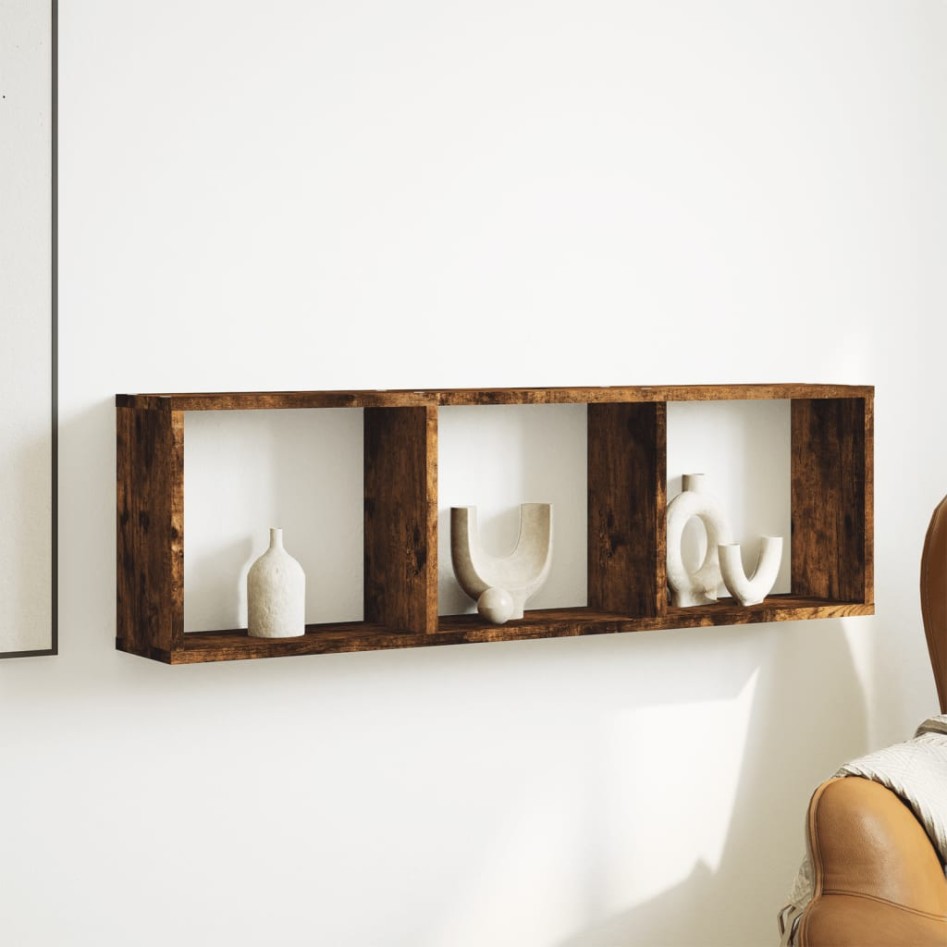 Armario de pared madera ingeniería roble ahumado 100x16x30