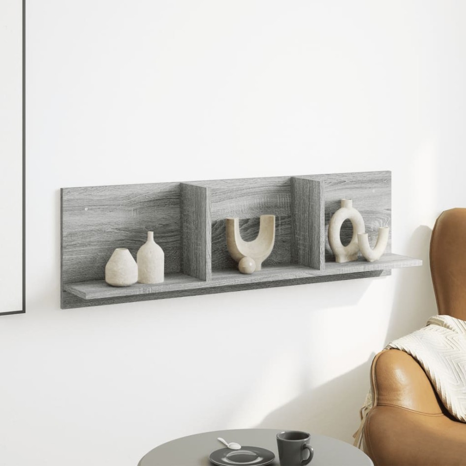 Mueble de pared madera ingeniería gris Sonoma 100x16,5x30