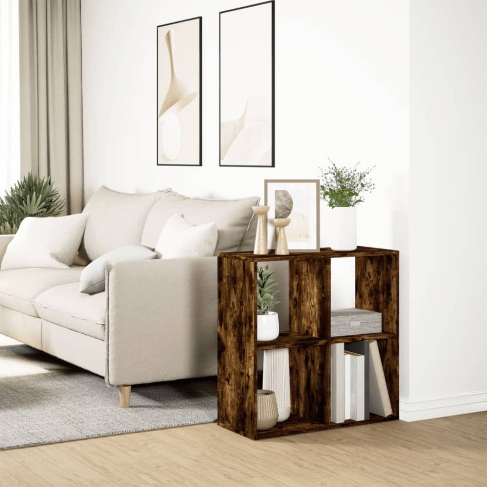 Librería divisora madera roble ahumado 69,5x29x69,5