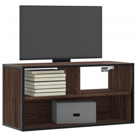 Mueble TV madera ingeniería y metal marrón roble 80x31x39,5
