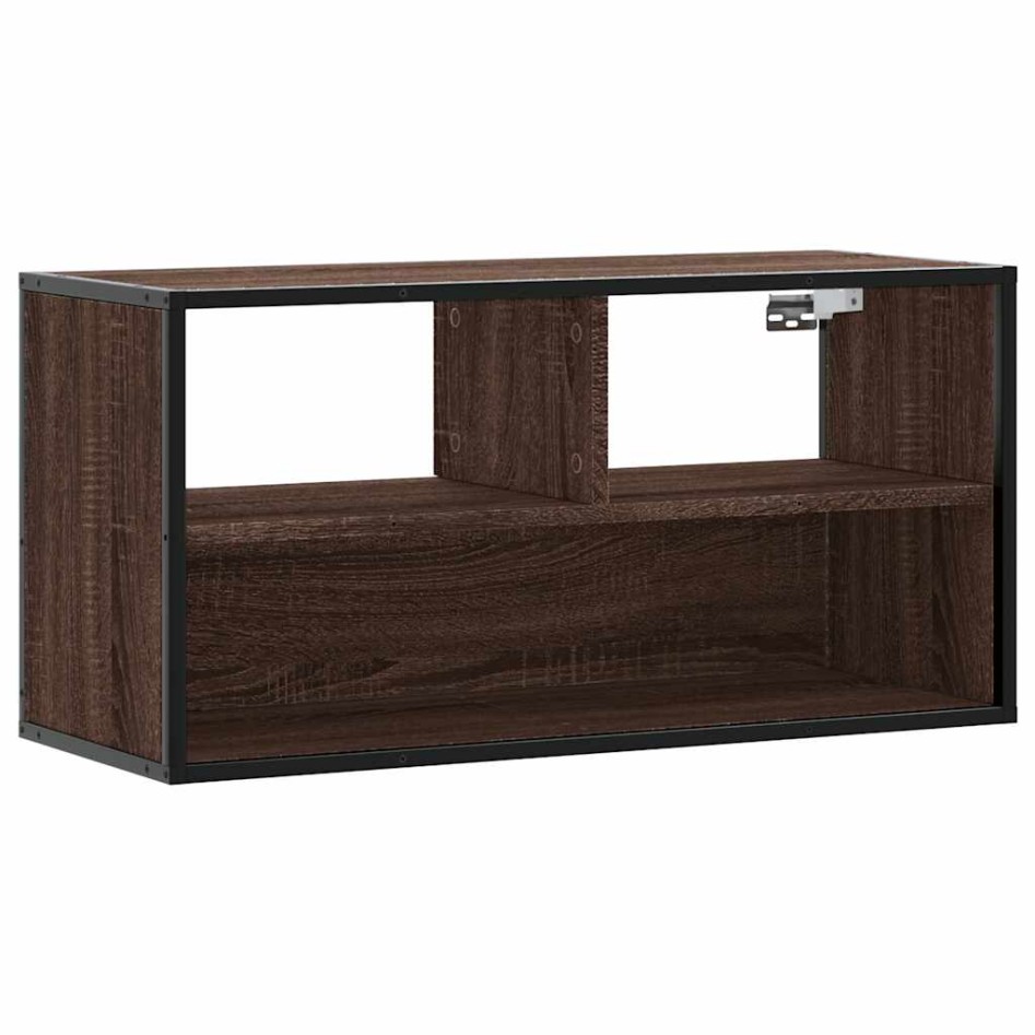 Mueble TV madera ingeniería y metal marrón roble 80x31x39,5
