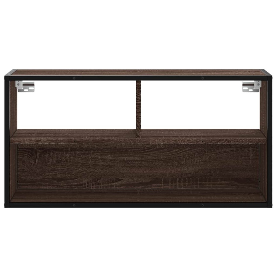 Mueble TV madera ingeniería y metal marrón roble 80x31x39,5