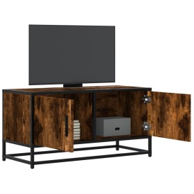Mueble TV metal y madera ingeniería roble humo 80x34,5x40