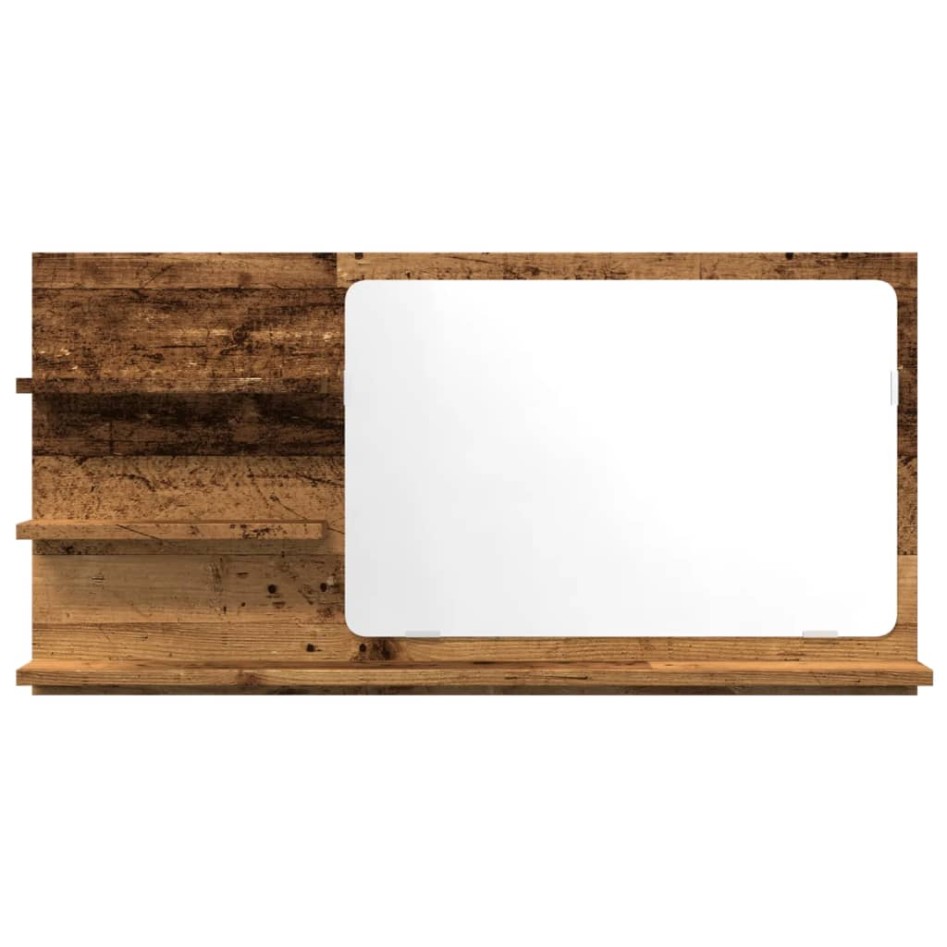 Espejo mueble de baño madera ingeniería envejecida 90x11x45