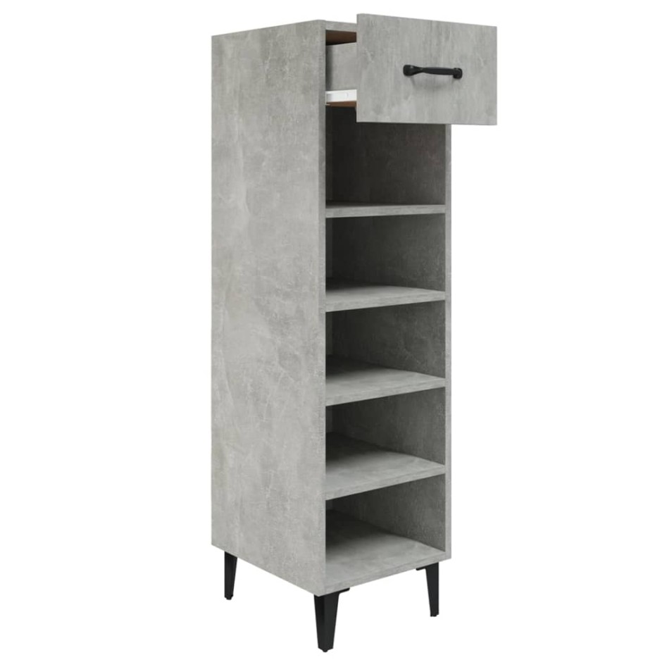 Mueble zapatero madera contrachapada gris hormigón 30x35x105