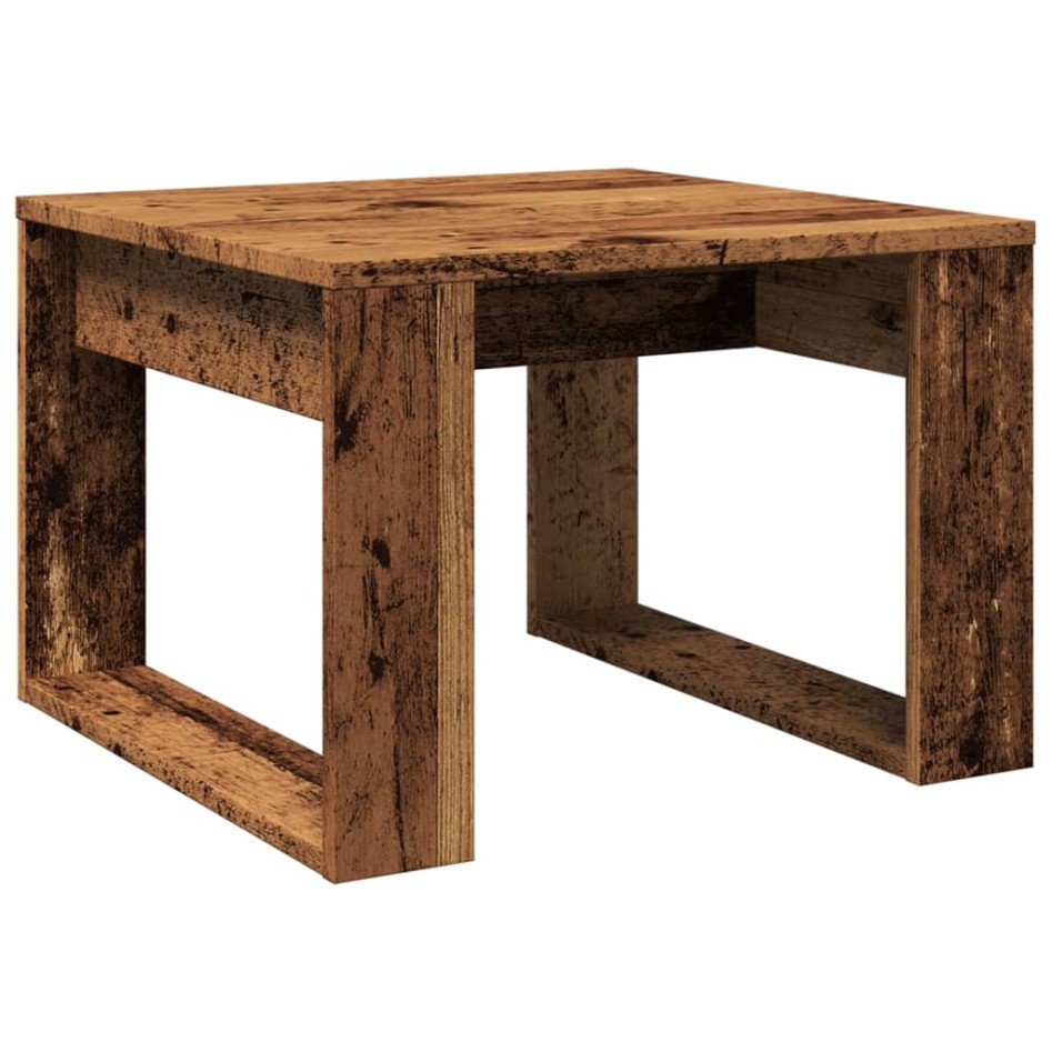 Mesa auxiliar de madera de ingeniería envejecida 50x50x35