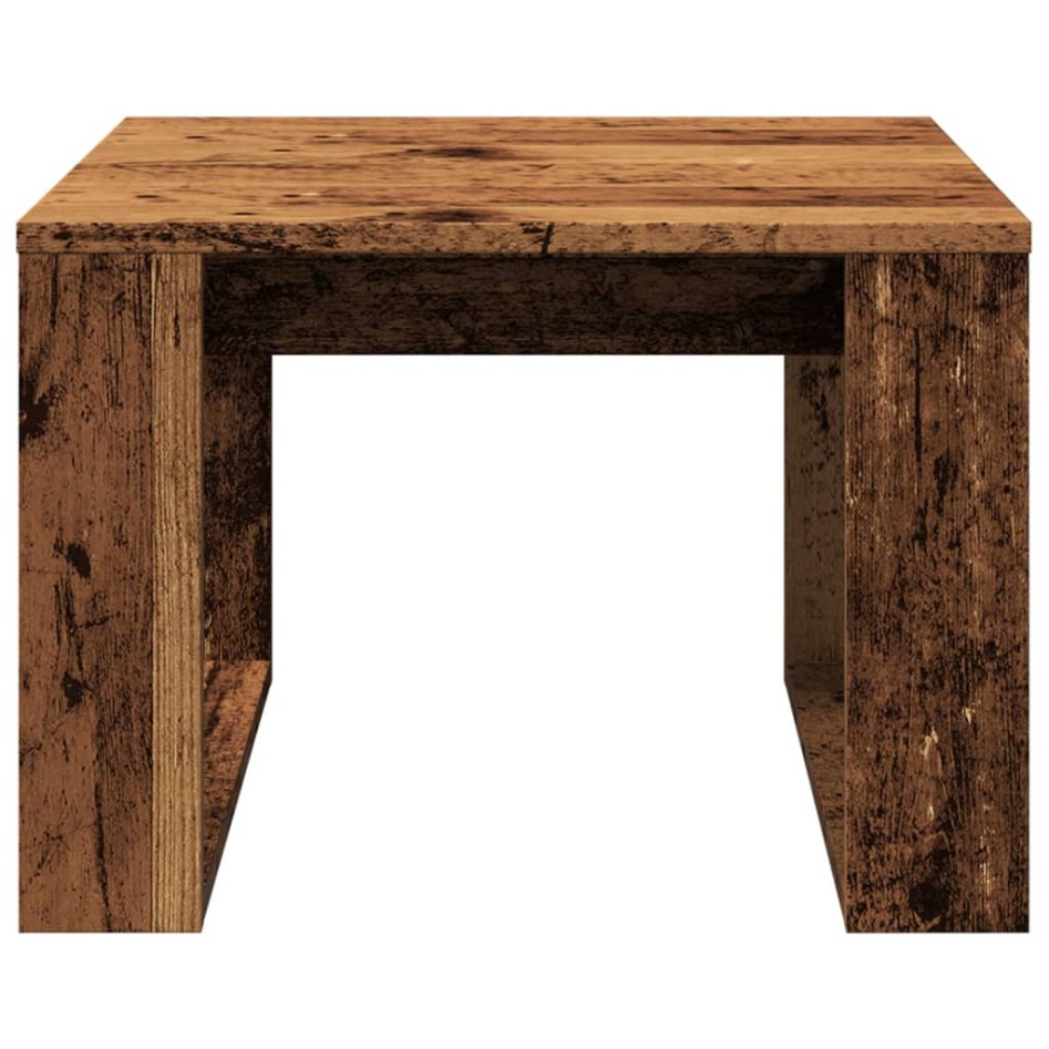 Mesa auxiliar de madera de ingeniería envejecida 50x50x35
