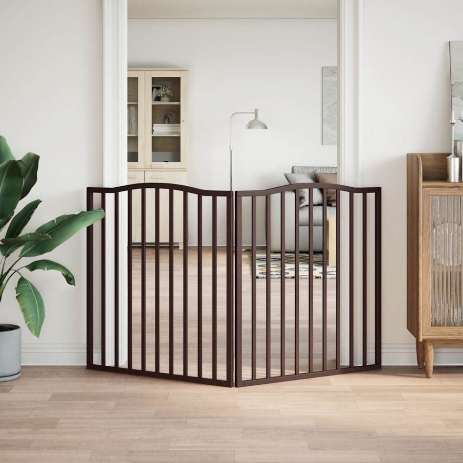 Puerta para perros plegable 2 paneles álamo marrón roble 160