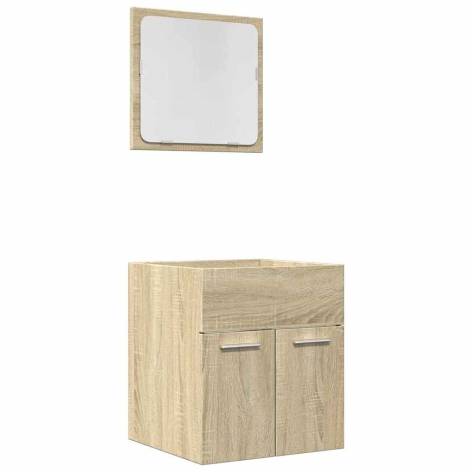 Set de muebles de baño 2 pzas madera contrachapada roble