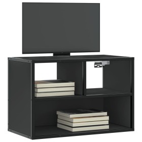 Mueble de TV metal y madera de ingeniería negro 60x31x39,5