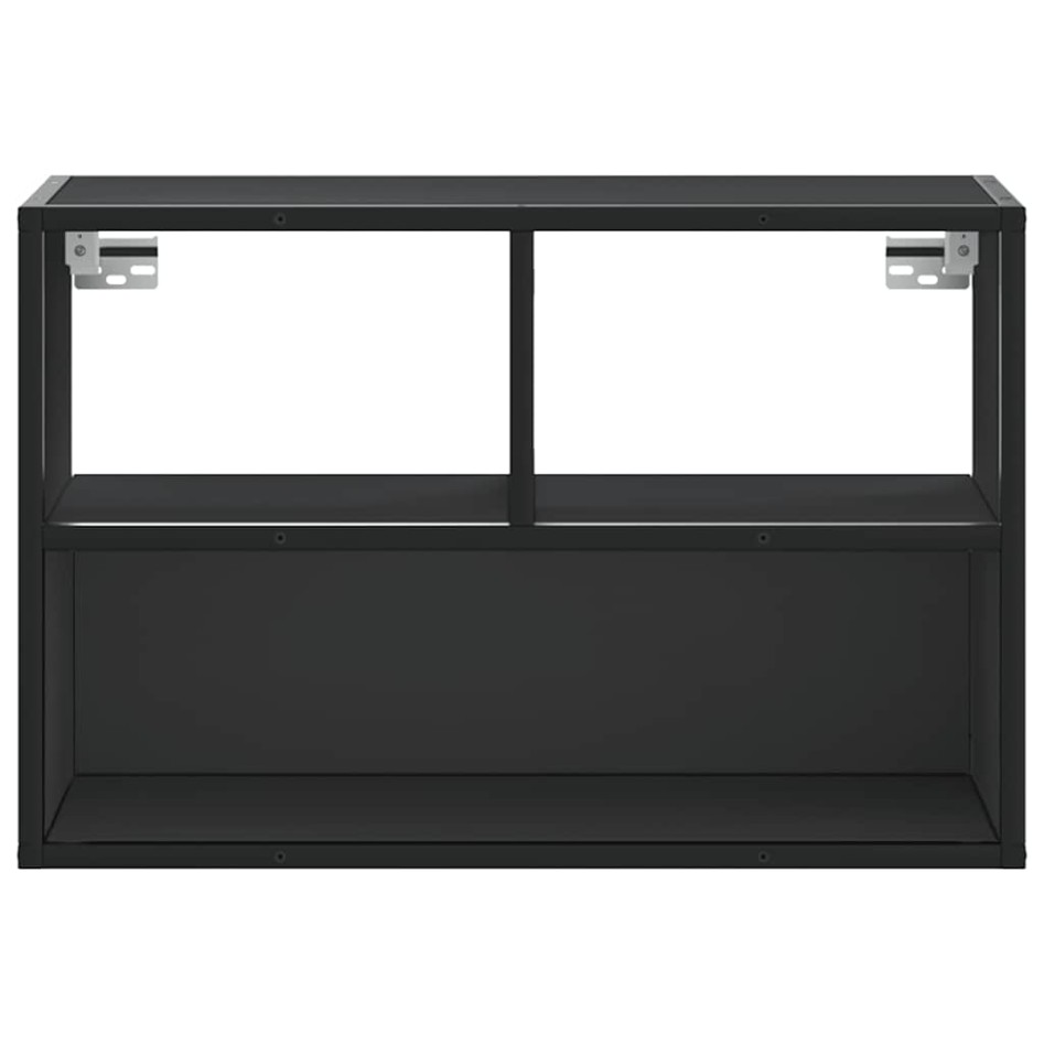 Mueble de TV metal y madera de ingeniería negro 60x31x39,5