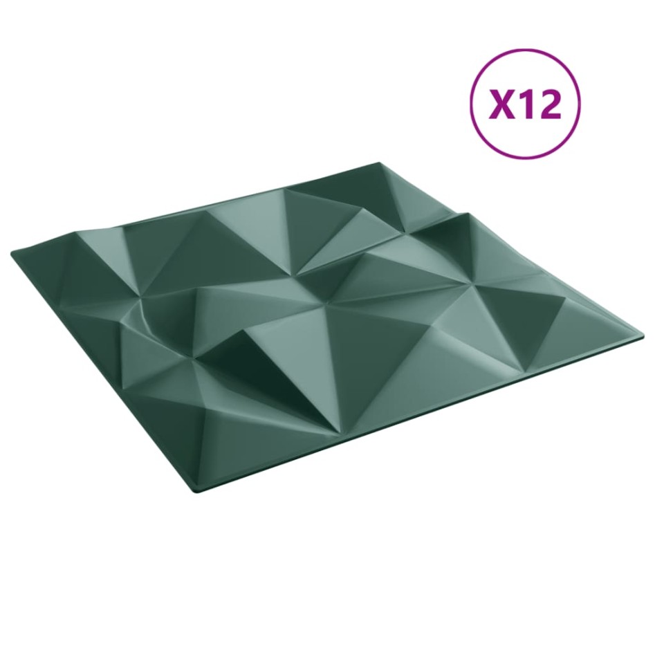 Paneles de pared 12 uds XPS diamanteverde 50x50 cm 3