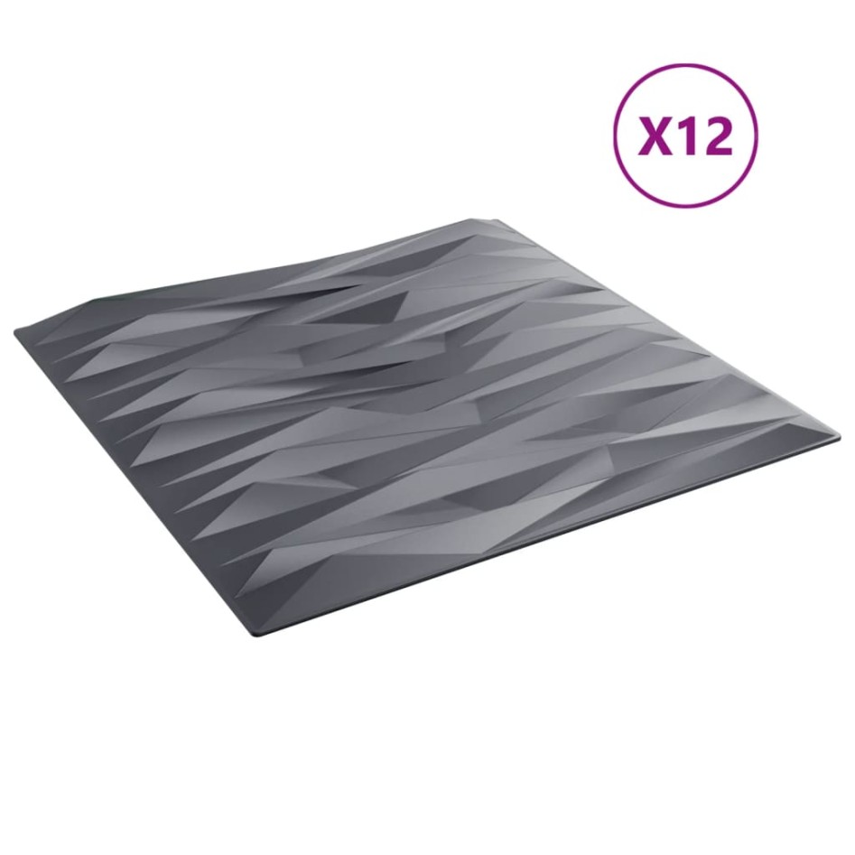 Paneles de pared 12 uds XPS piedra gris 50x50 cm 3