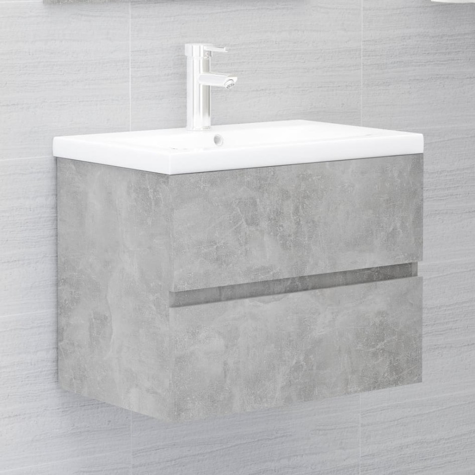 Armario de lavabo contrachapada gris hormigón 60x38,5x45