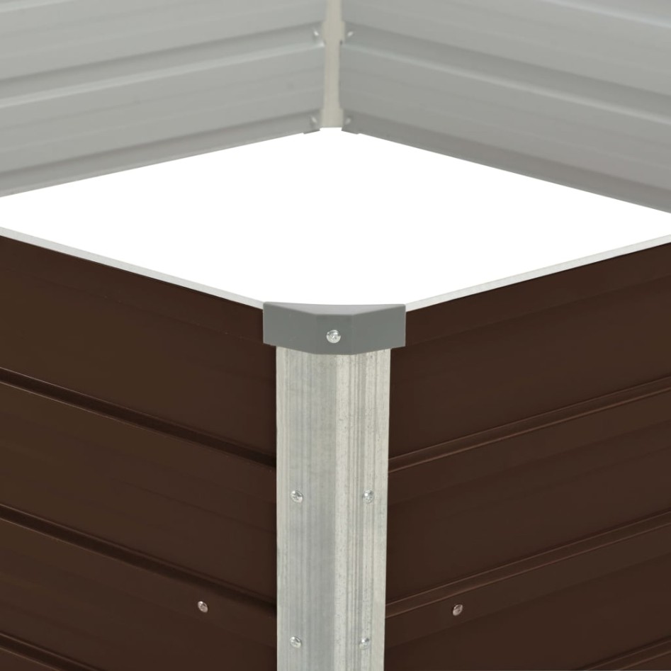 Mesa de cultivo de acero galvanizado marrón 129x129x46