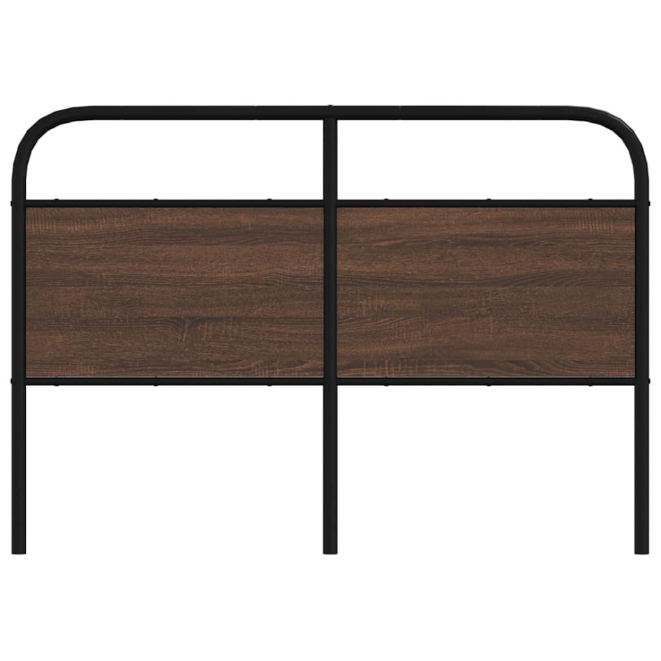 Cabecero de acero y madera de ingeniería marrón roble 120