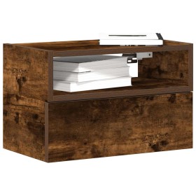 Mesita de noche de pared color roble ahumado 45x26x28,5