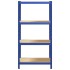 Estantería almacenaje 4 niveles azul madera contrachapada