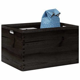 Caja de madera con asas madera maciza pino negra 40x30x23