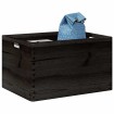Caja de madera con asas madera maciza pino negra 40x30x23 cm