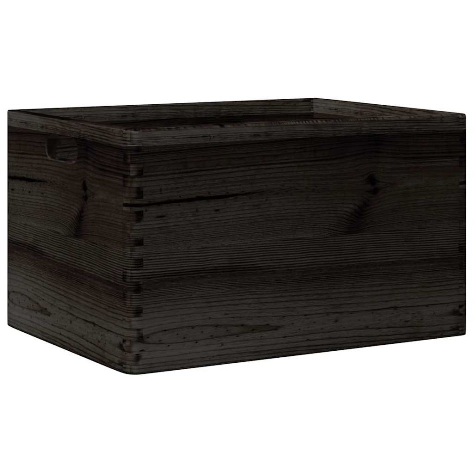 Caja de madera con asas madera maciza pino negra 40x30x23