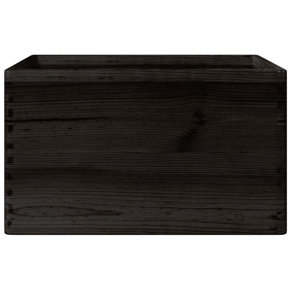 Caja de madera con asas madera maciza pino negra 40x30x23
