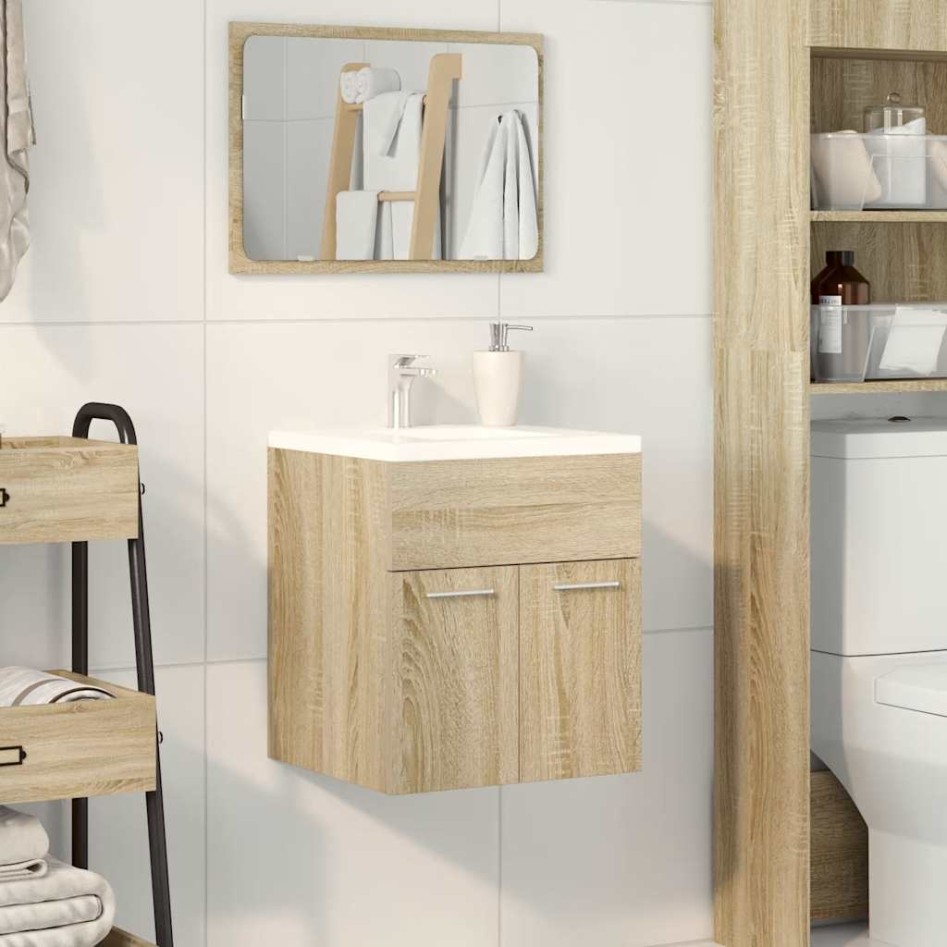 Mueble de lavabo de baño madera roble Sonoma 41x38,5x46