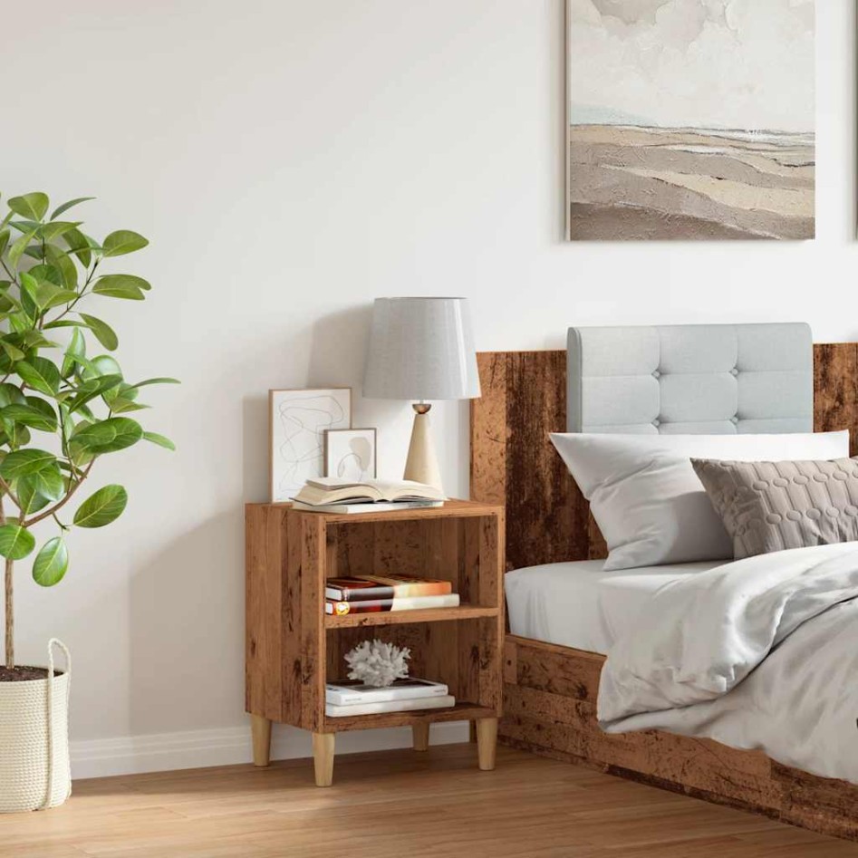 Mesita de noche madera de ingeniería envejecida 40x30x50