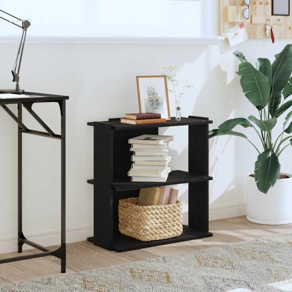 Librería de 3 estantes madera de ingeniería negro 60x30x60