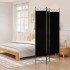 Biombo divisor de 3 paneles de tela negro 120x200