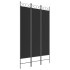 Biombo divisor de 3 paneles de tela negro 120x200