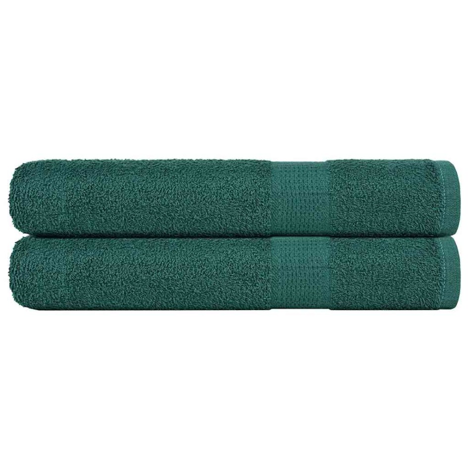 Toallas de sauna 2 uds 100% algodón verde 80x200 cm 360