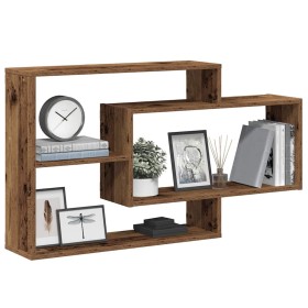 Estante de pared madera de ingeniería envejecida 104x20x58,5